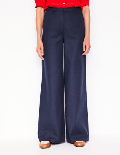 Pantalon large évasé-Bleu Marine, Petits Pois