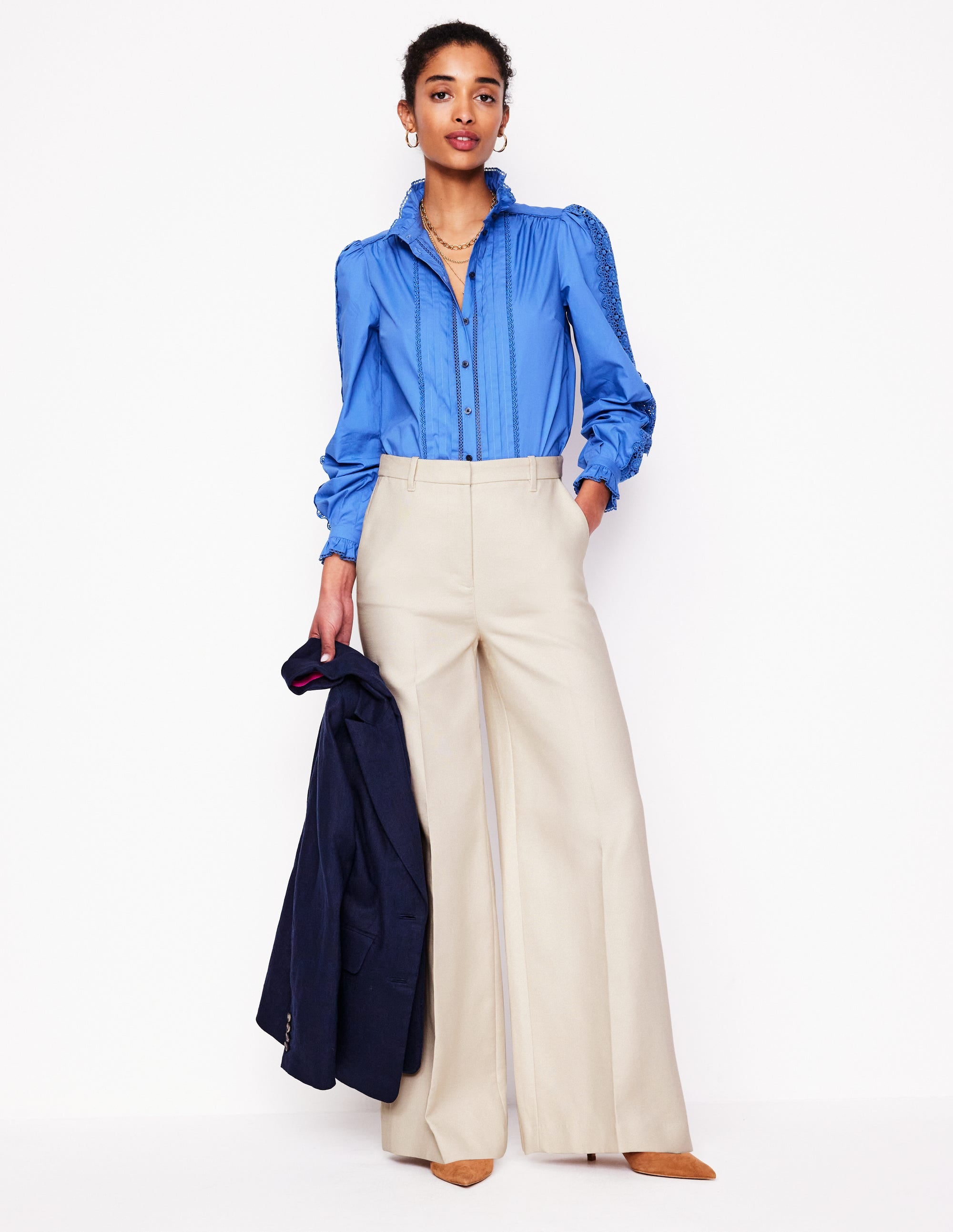 Wide Flare Trousers-Sandpiper Beige - Image 1