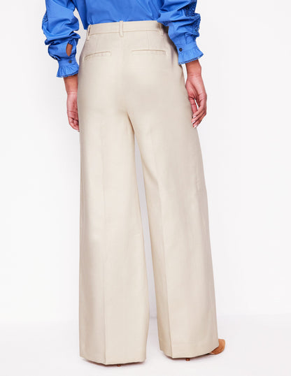 Pantalon large évasé-Beige bécasseau