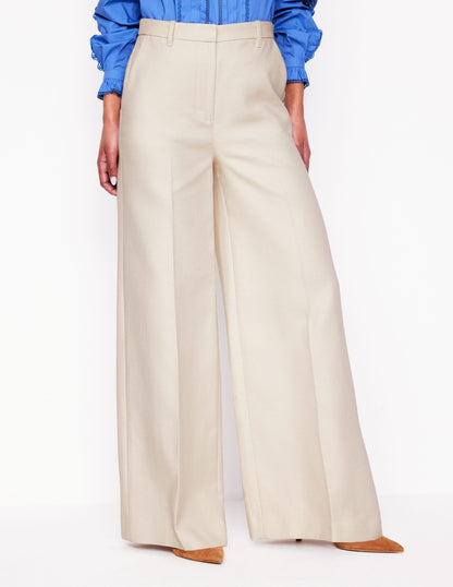 Pantalon large évasé-Beige bécasseau