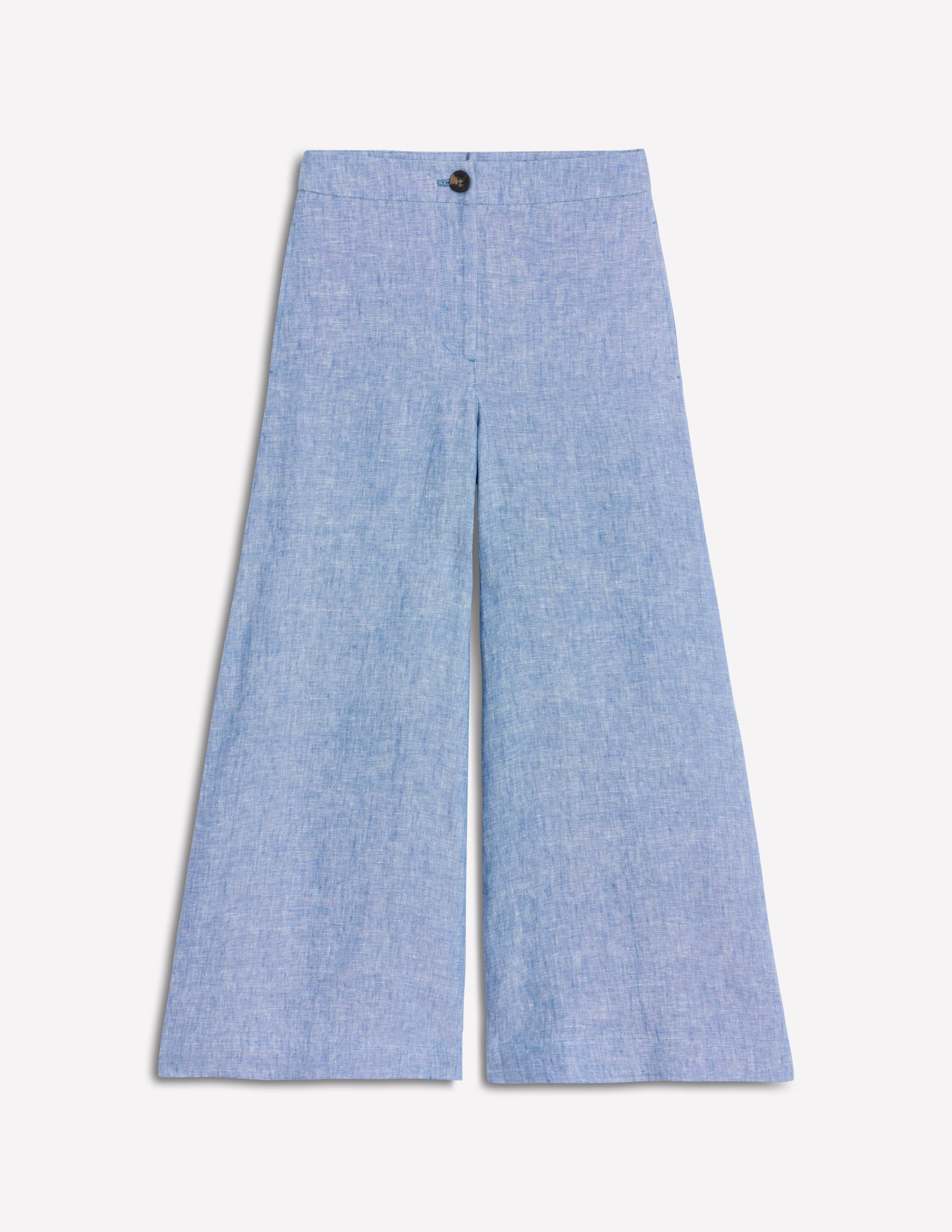 Weite Leinenhose mit verkürztem Schnitt-Graublau Chambray - Image 5