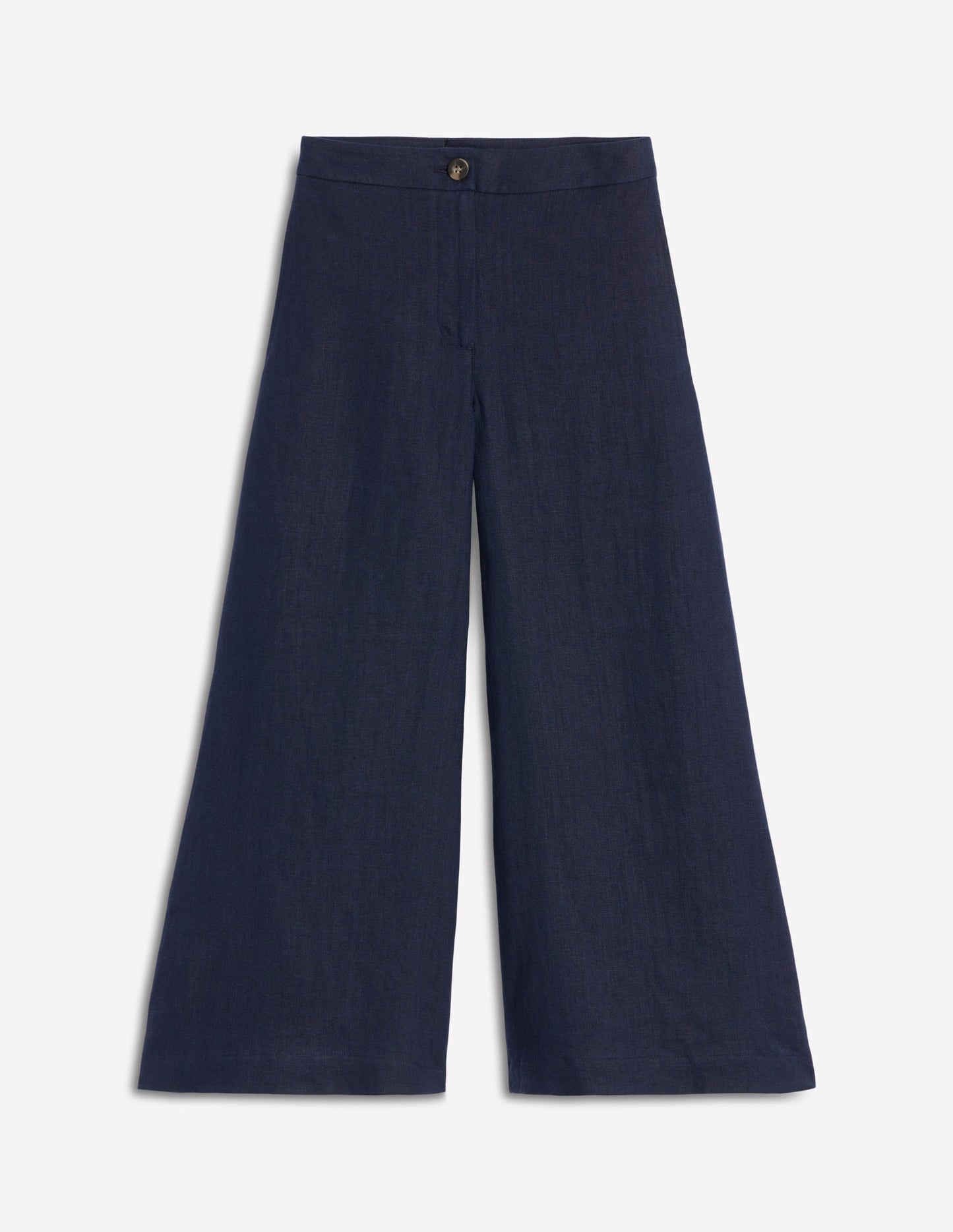 Weite Leinenhose mit verkürztem Schnitt-Marineblaue