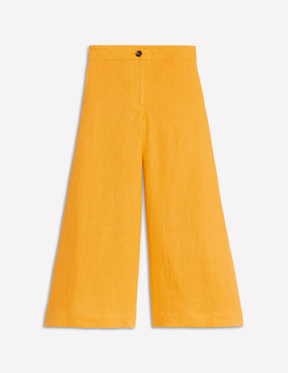 Weite Leinenhose mit verkürztem Schnitt-Sommersonnengelb