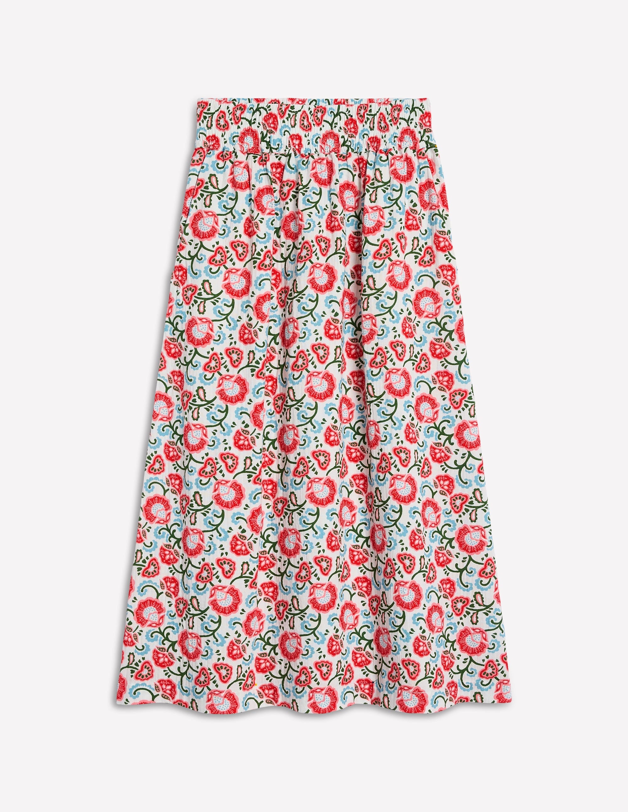 Double Cloth Smocked Skirt-Ivory, Garden Vine - Image 5