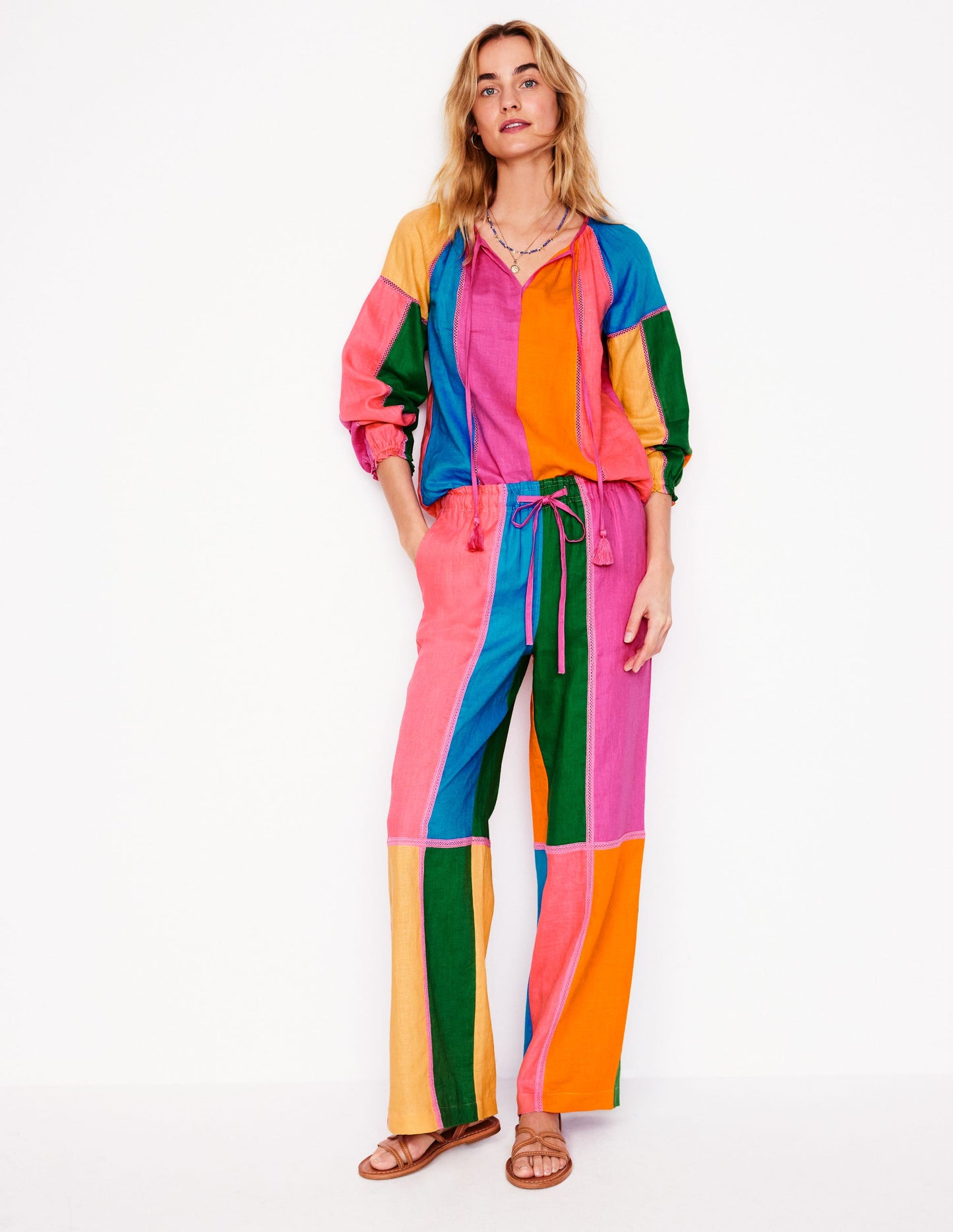 Islington Leinenhose-Bunt, Blockfarben