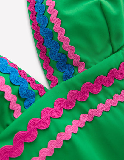 Maillot de bain col V Porto-Zigzag vert vif