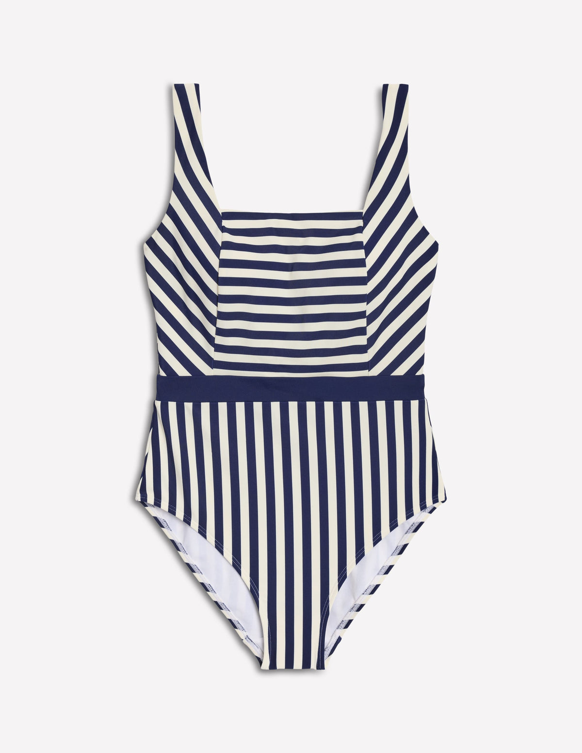 Lefkada Badeanzug mit quadratischem Ausschnitt-Black/Ivory Stripe - Image 5