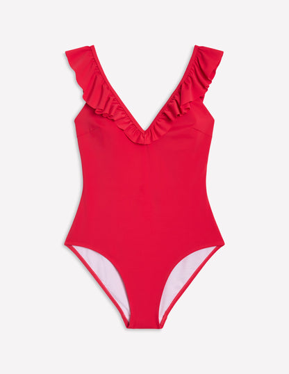 Maillot de bain Evia à volants-Rouge tulipe