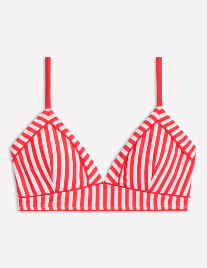 Haut de bikini Kasos avec liens et col V-Rayé punch corail/ivoire