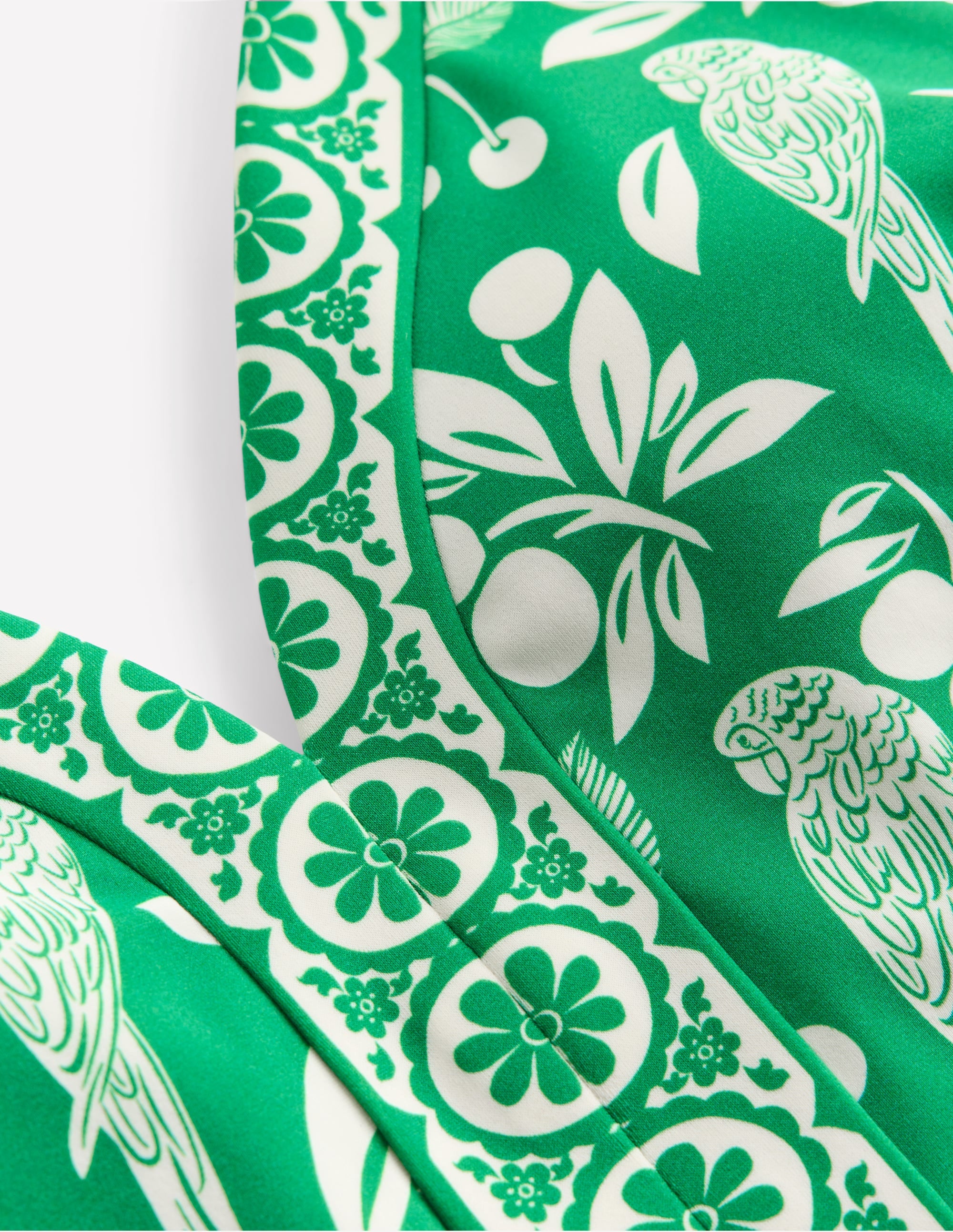 Maillot de bain Ios à empiècement en V-Émeraude profond, motif Ornate Tropics - Image 6