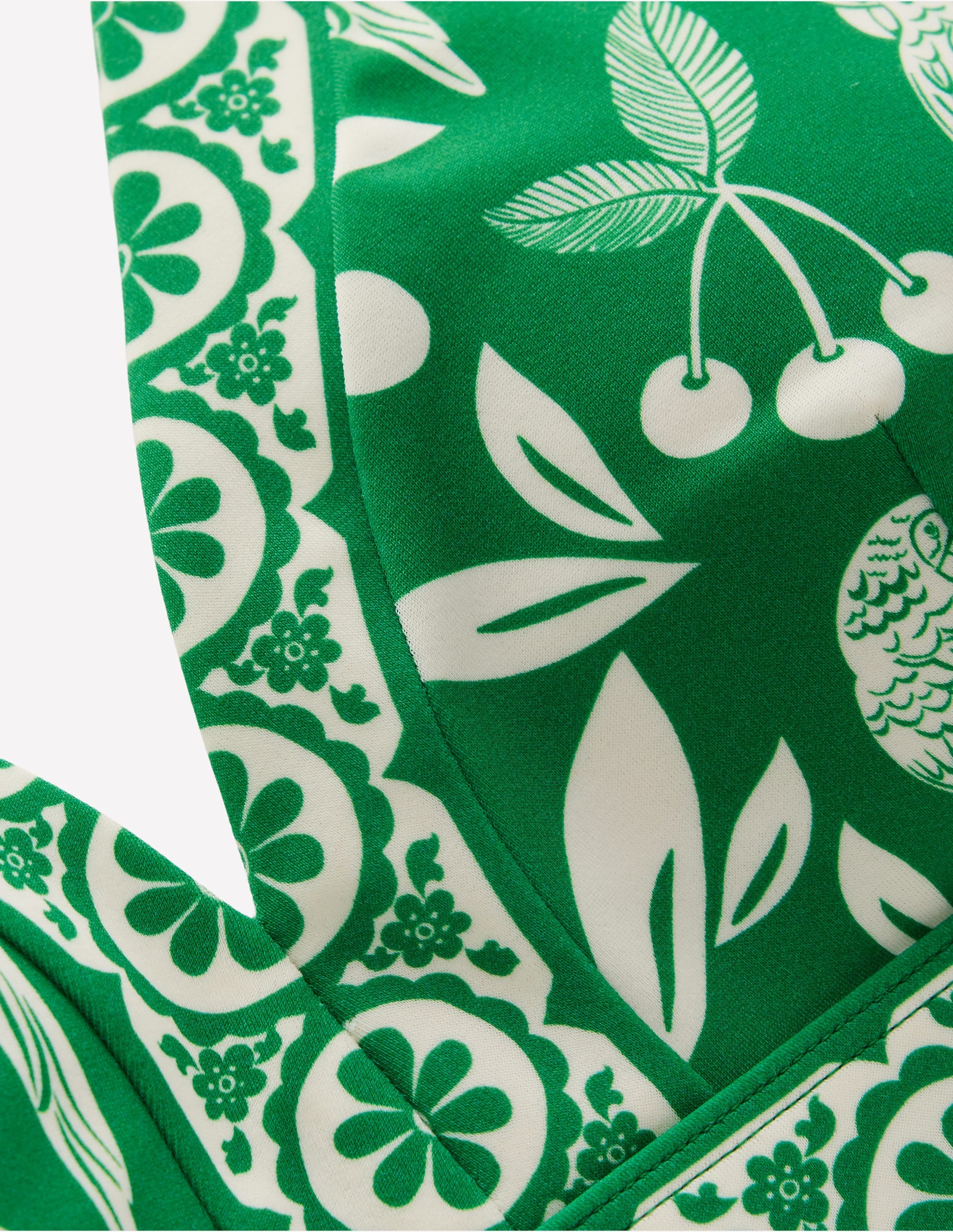 Haut de bikini Ios à empiècement en V-Émeraude profond, motif Ornate Tropics - Image 6