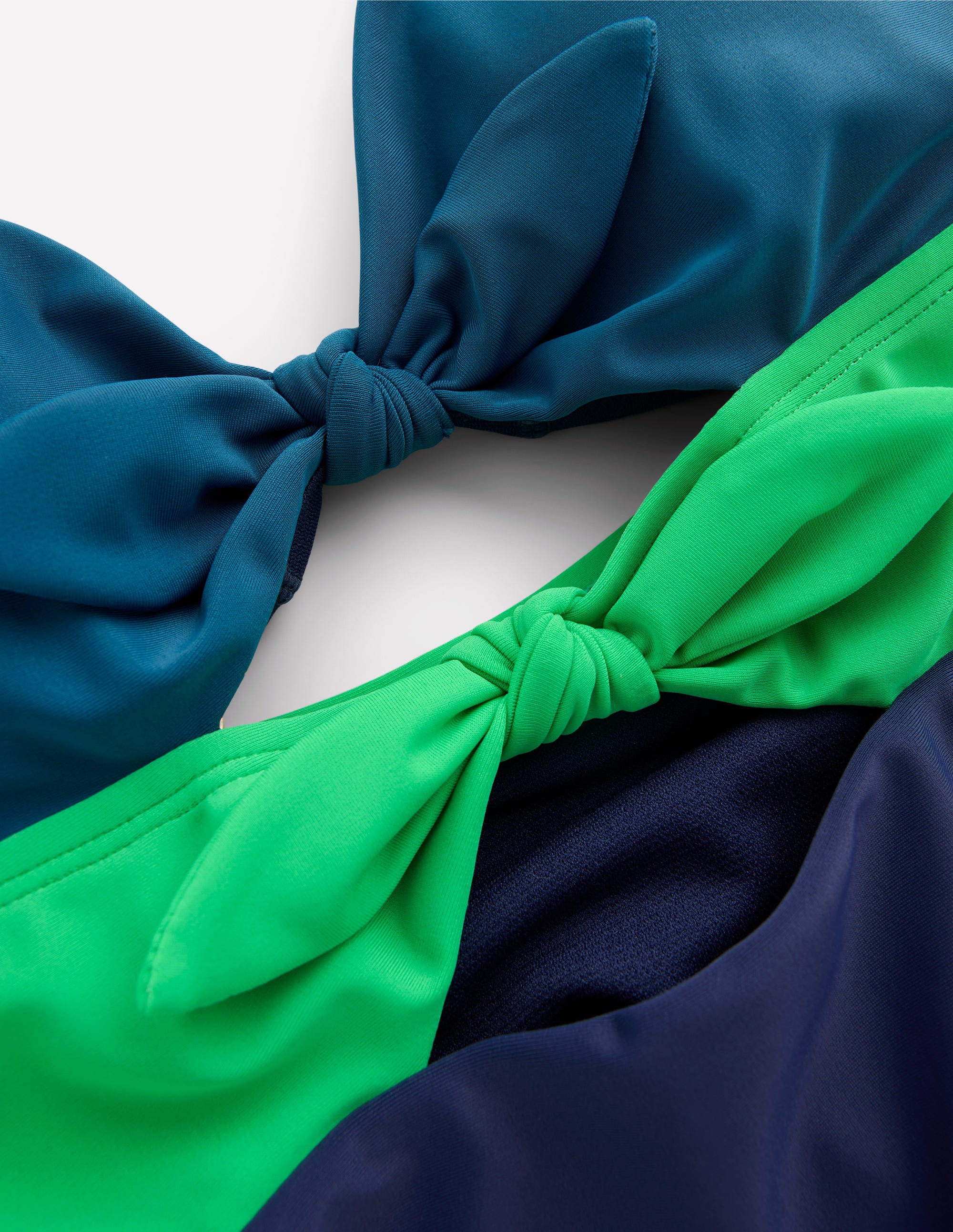Badeanzug mit Bindeband vorne-Marineblau/Leuchtendes Grün/Blau - Image 6