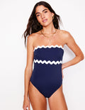 Maillot de bain à grand zigzag-Black/Ivory Stripe