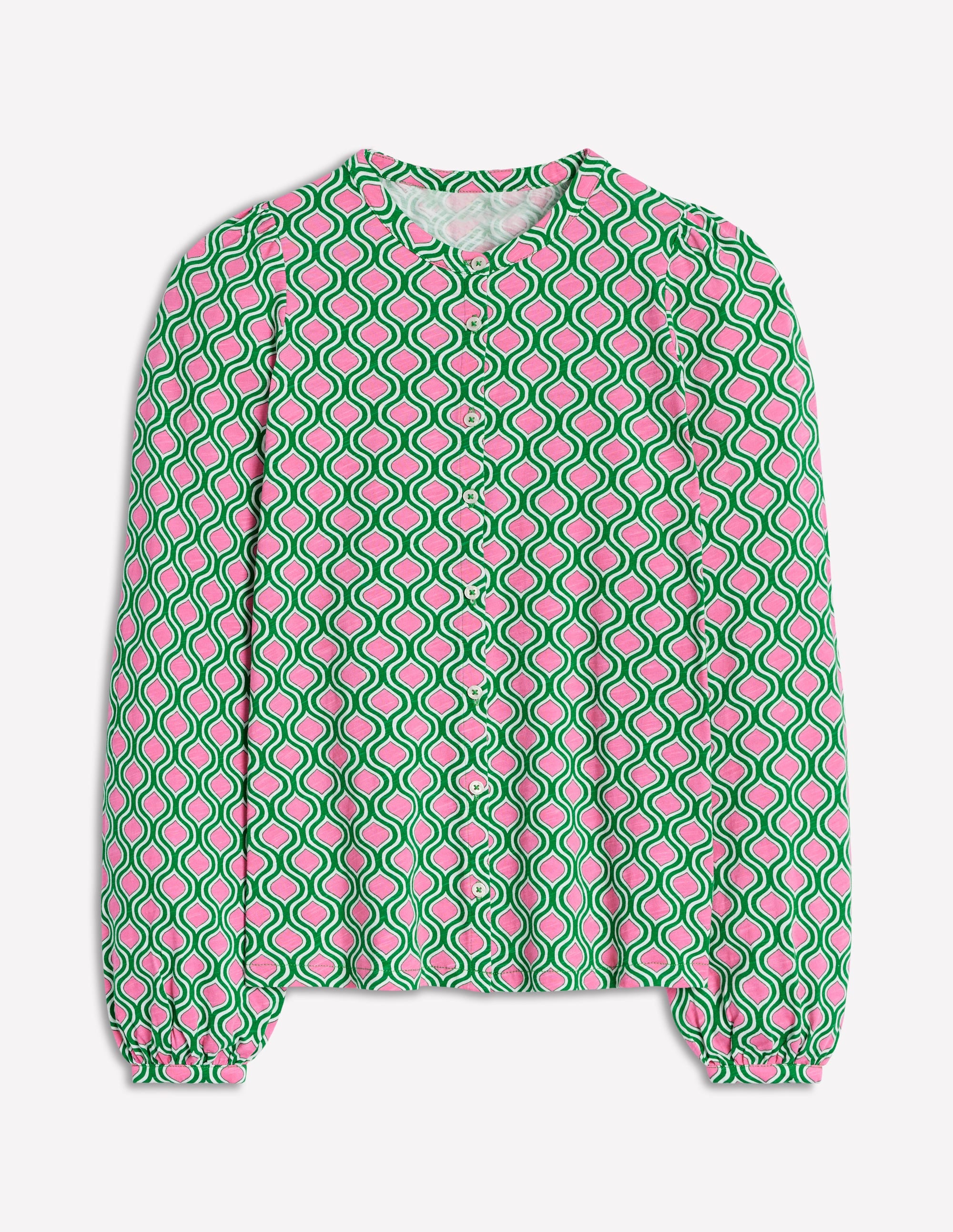 Chemise Marina en jersey-Émeraude profond, motif Geo Trellis - Image 6