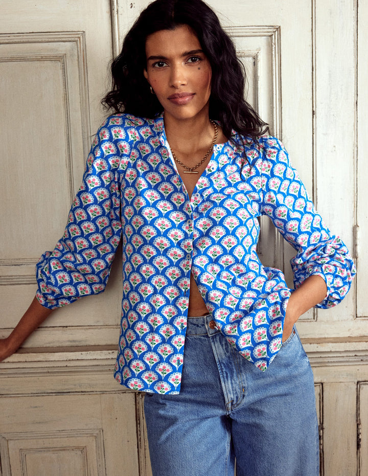 Marina Jersey-Hemd-Galerieblau, Blumenterrasse