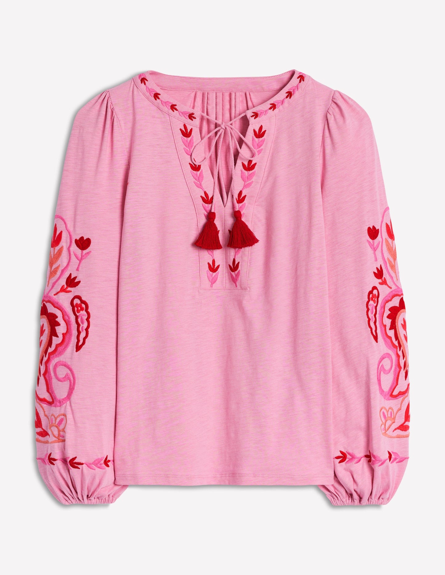 Nia Besticktes Oberteil-Helles Pink