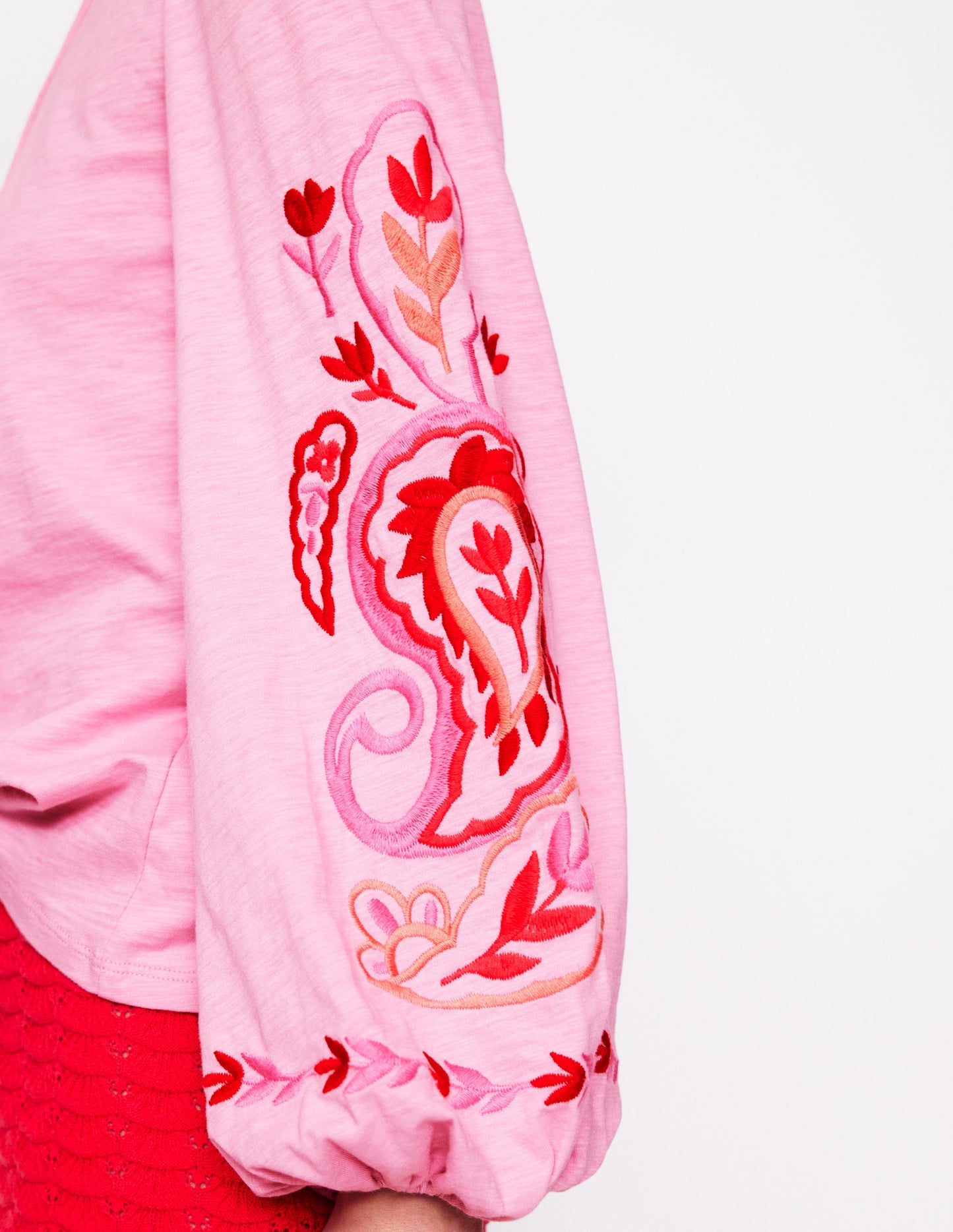 Nia Besticktes Oberteil-Helles Pink