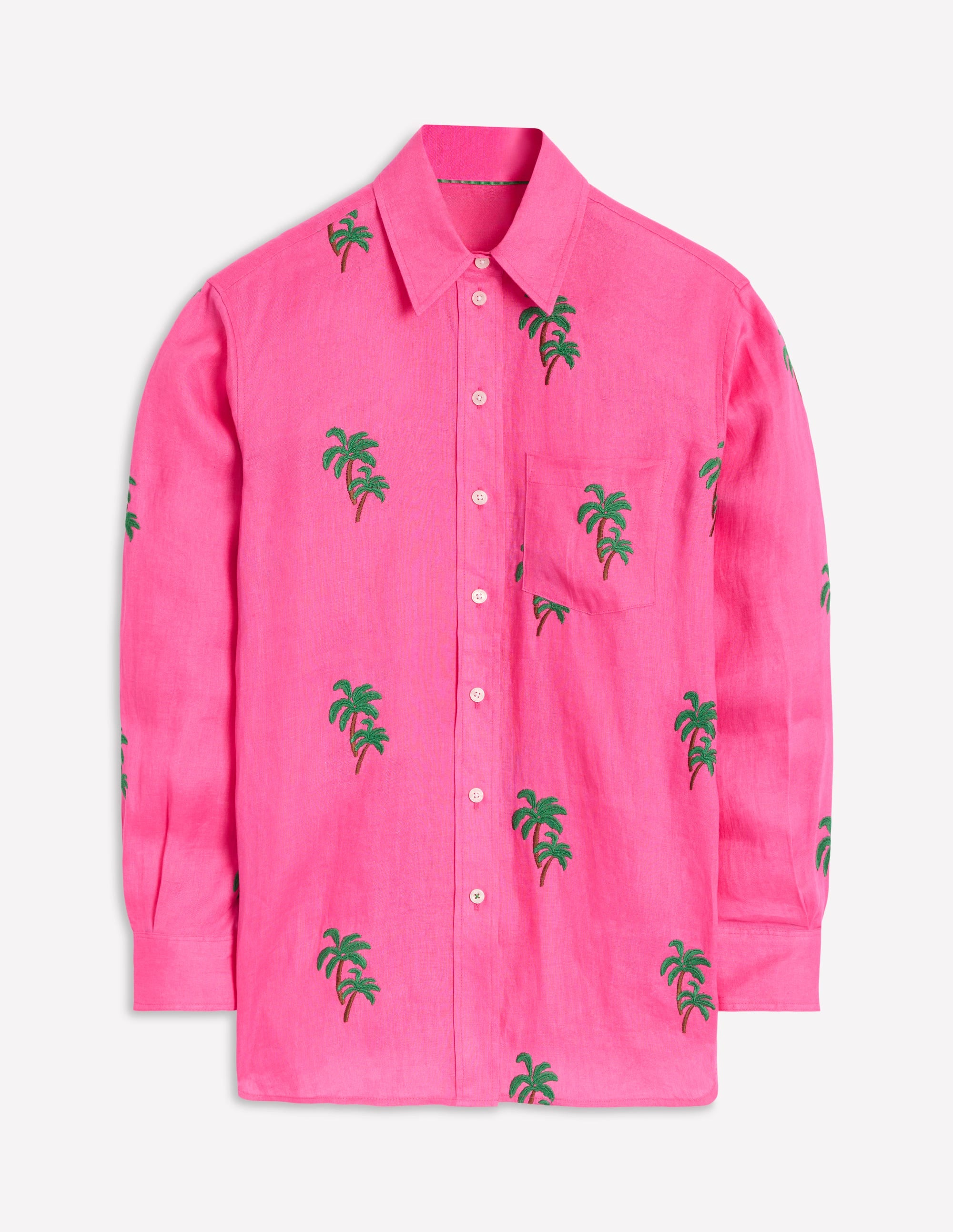 Sadie Lockeres Leinenhemd-Sorbet-Rosa, Palme - Image 7