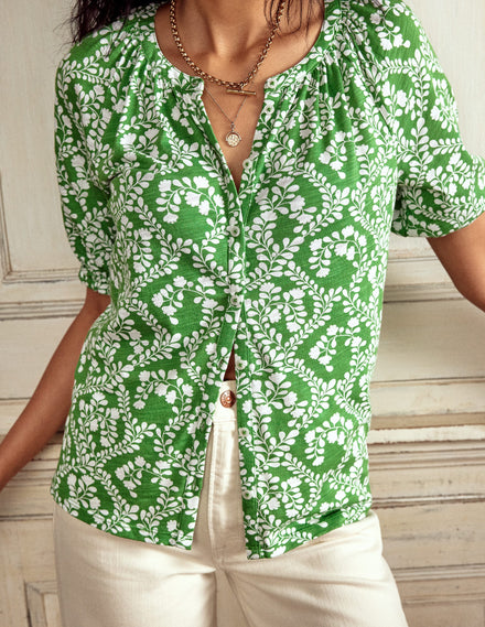 Chemise Isla en jersey-Vert iguane, motif Vine Sillouette