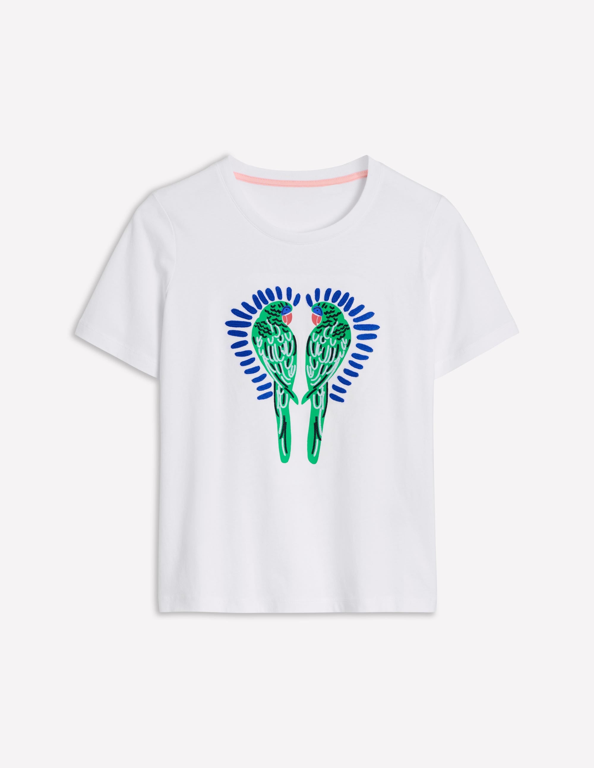Locker geschnittenes originelles T-Shirt-Weiß, Papagei - Image 5
