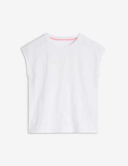 Bedrucktes T-Shirt mit Flammgarn-Weiß