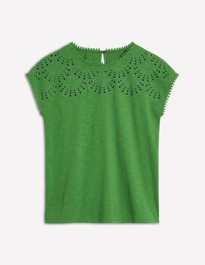 T-shirt Anya avec broderie anglaise-Vert paradis