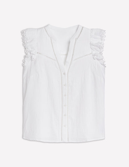 Top sans manches double-étoffe-Blanc