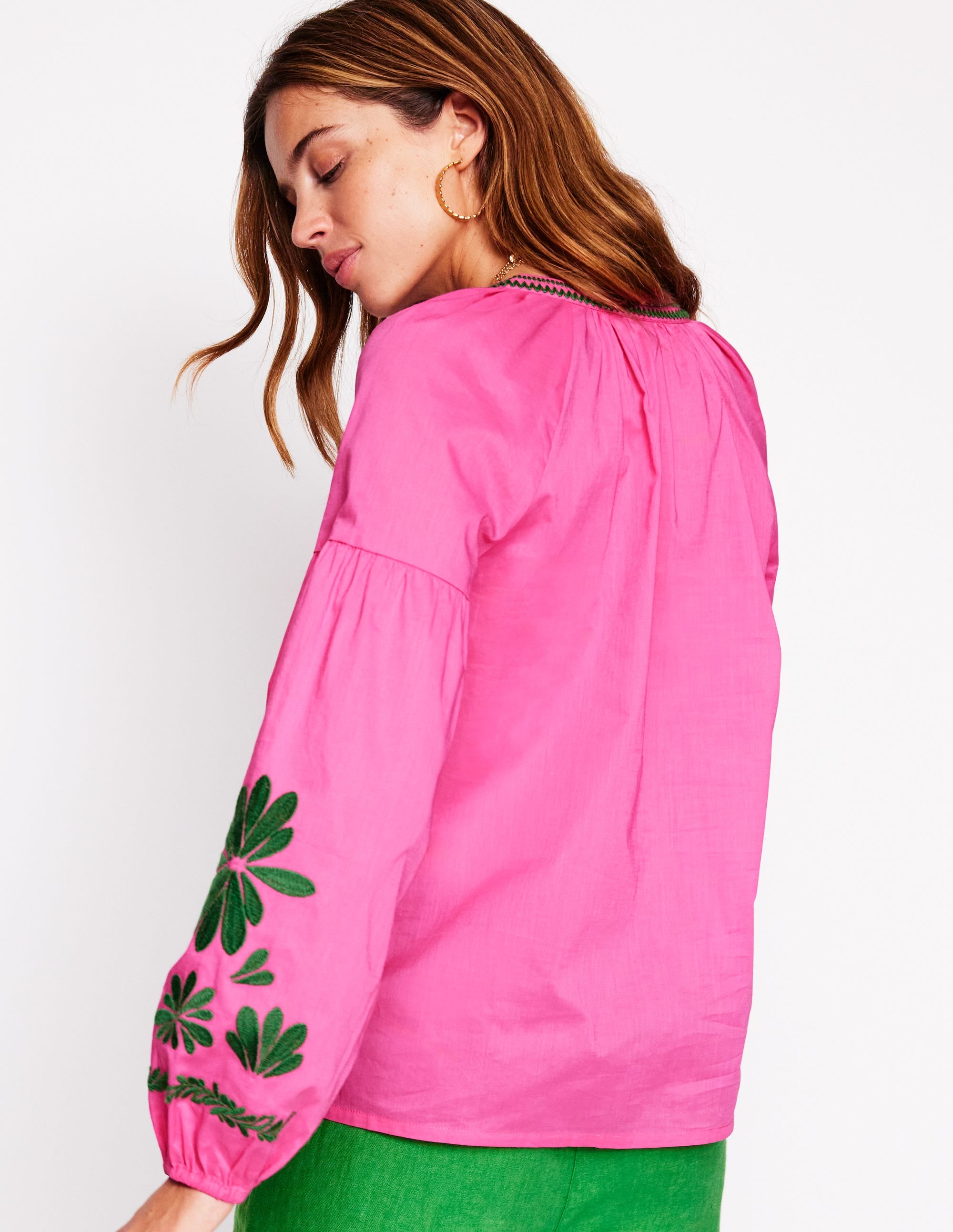 Besticktes Raglan-Oberteil aus Baumwolle-Sorbet-Rosa - Image 4