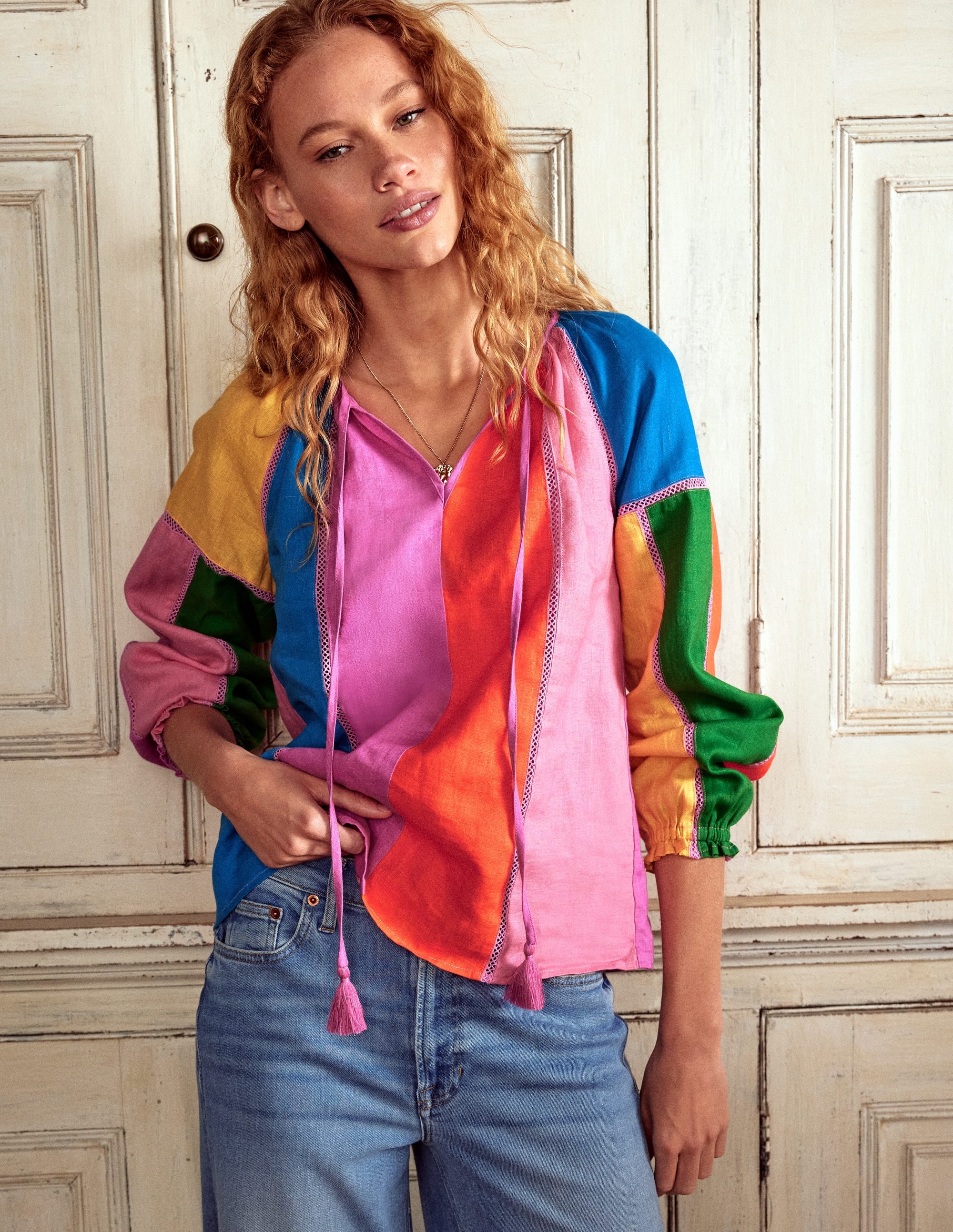 Top en lin colourblock-Arctic - Image 4