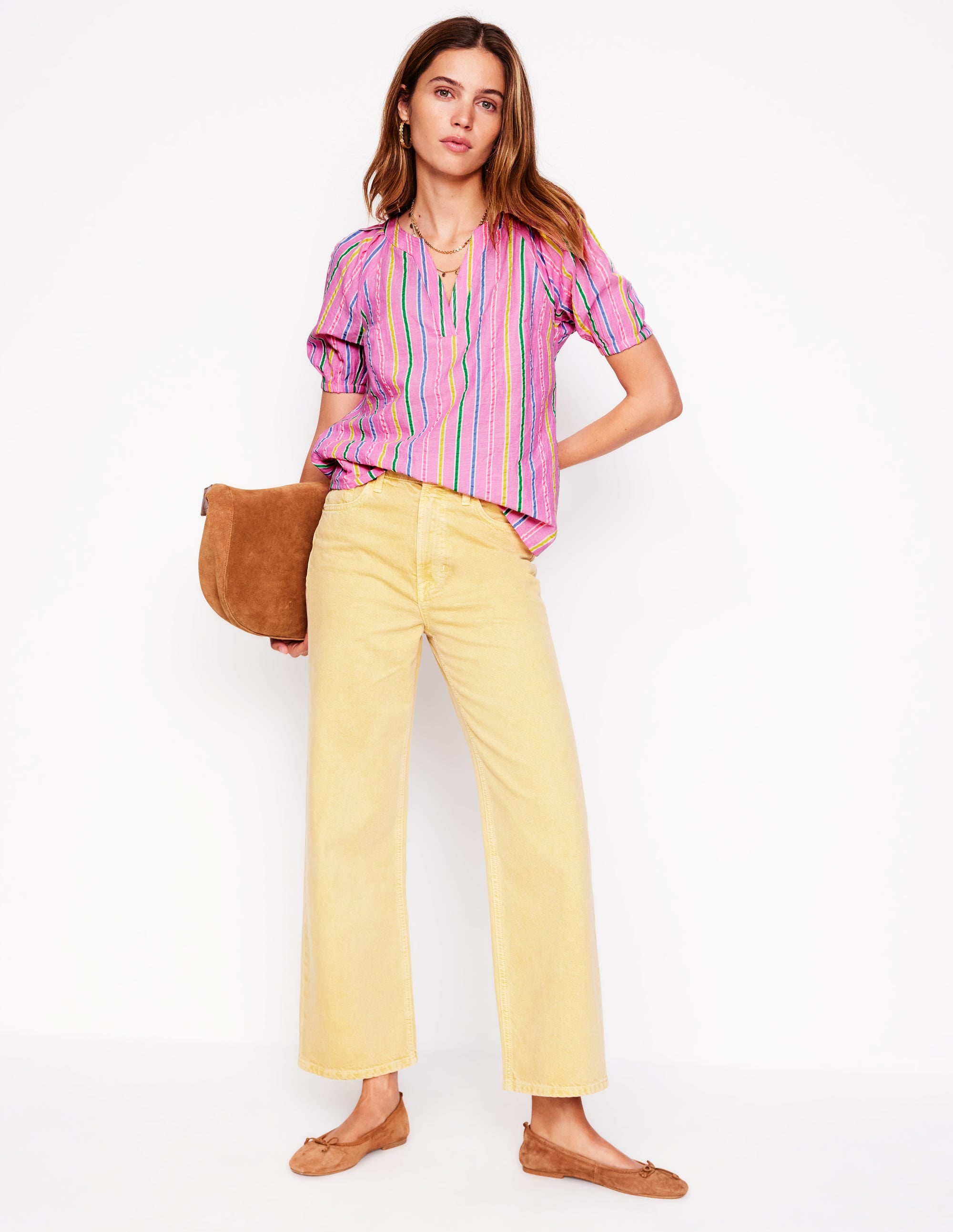 Brooke Cotton Top-Neon Pink Seersucker Stripe - Image 6