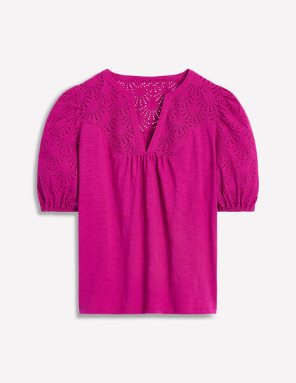 Dolly Oberteil mit Lochstickerei-Fuchsia