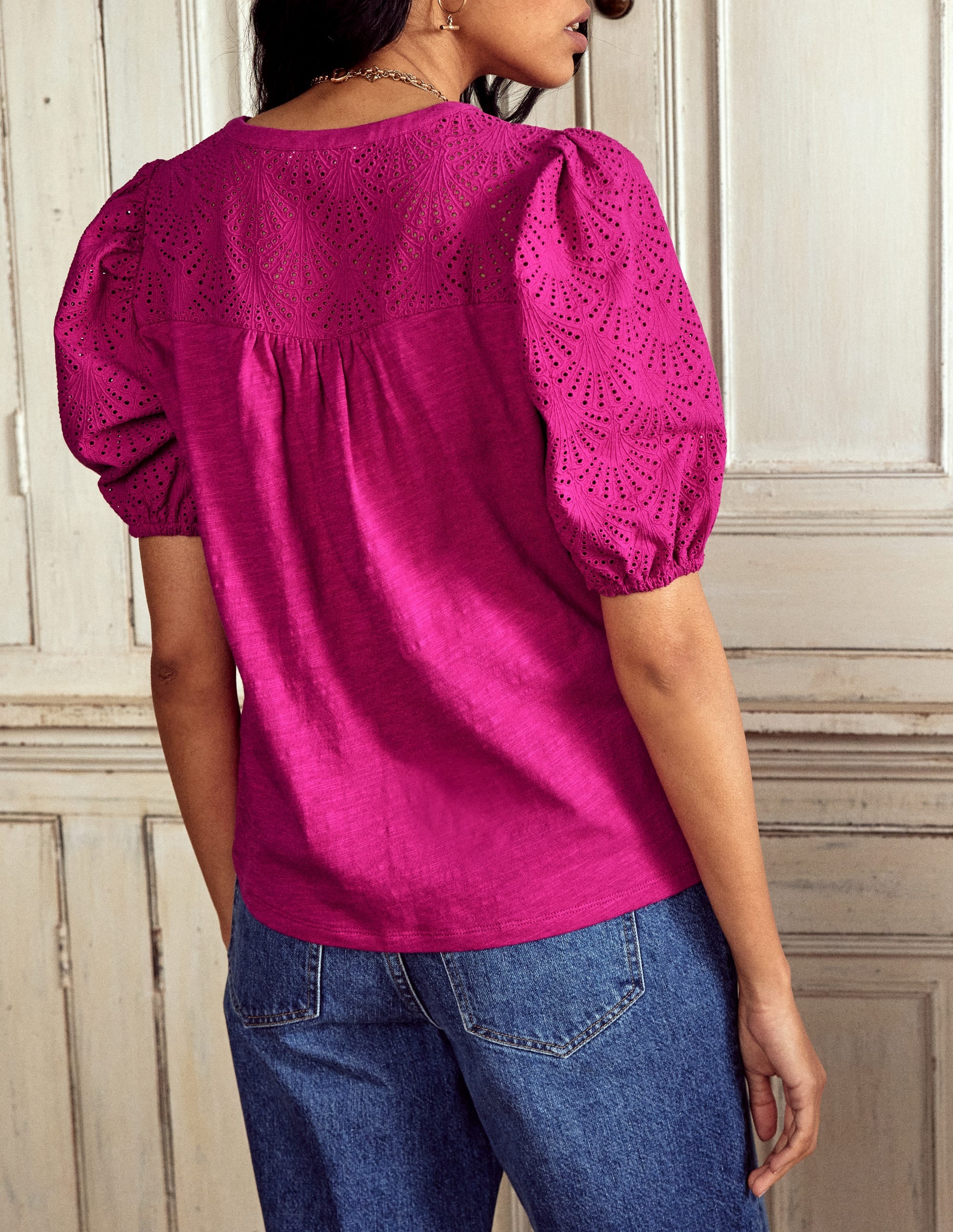 Top Dolly à broderie anglaise-Fuchsia - Image 3