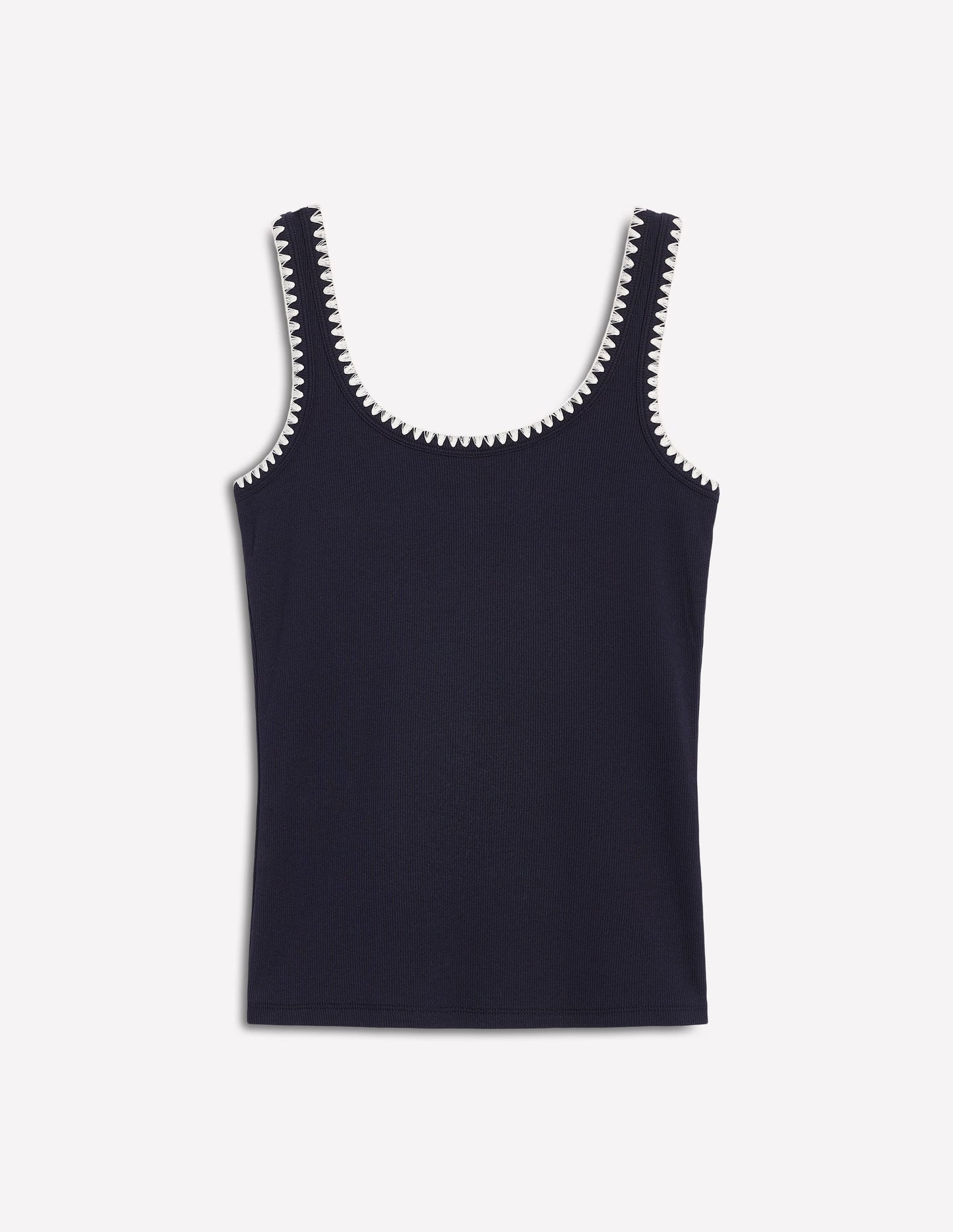 Top mit Häkelbesatz und tiefem Rundhalsausschnitt-Aqua Marine Marl