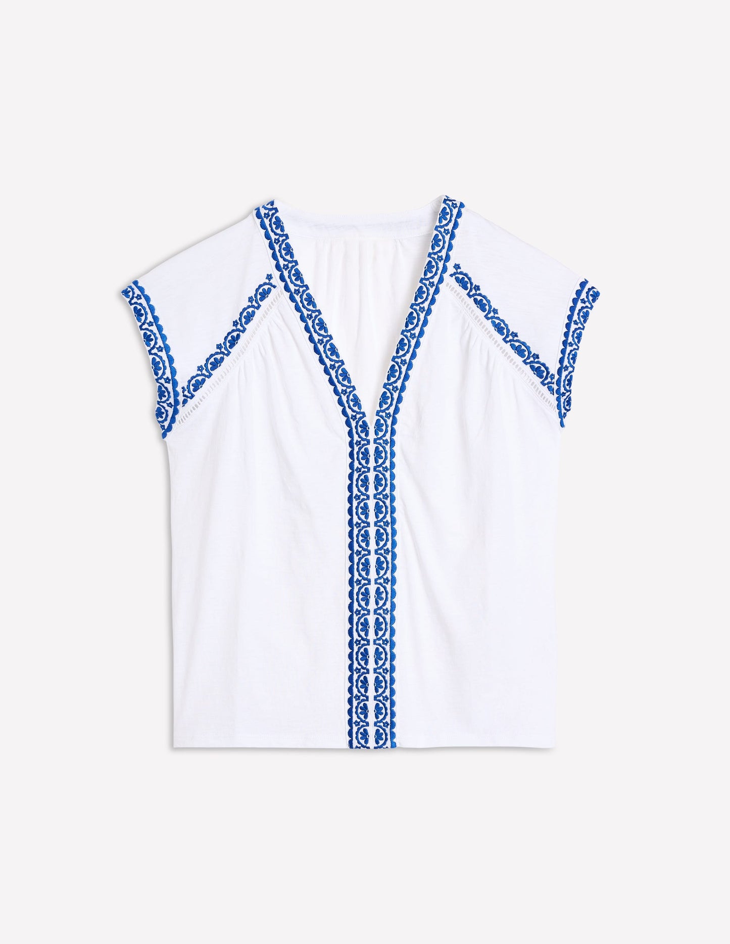 Hazel Cotton Embroidered Top-White