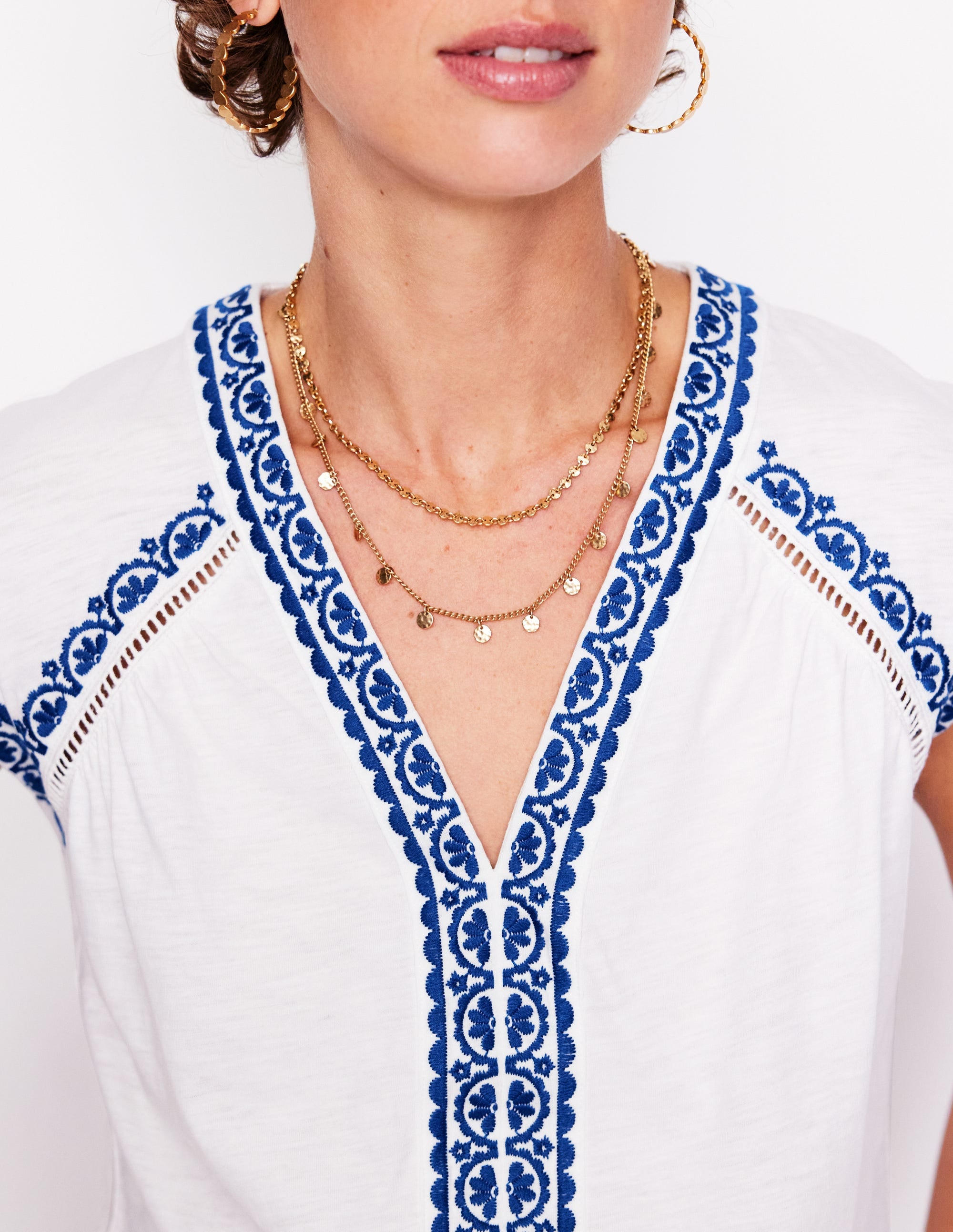 Top Hazel brodé en coton-Blanc - Image 2