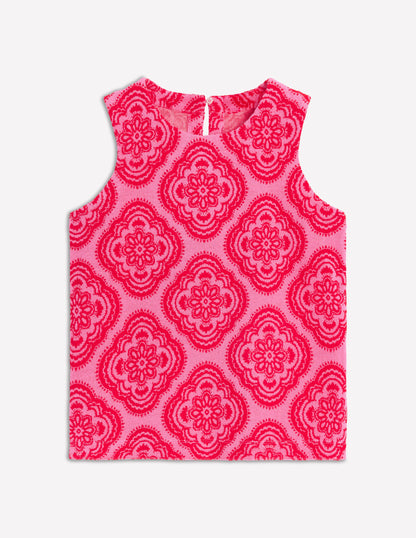 Frottee-Top-Rosa Rose, Botanic Blush-Motiv