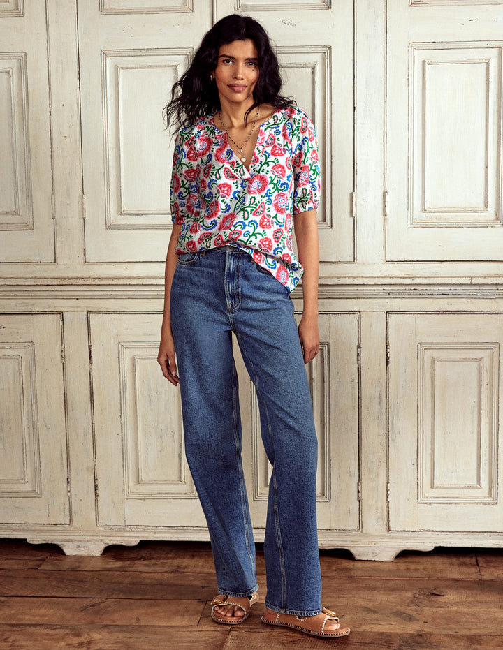 Brooke Leinenoberteil-Naturweiß, Gartenrebe