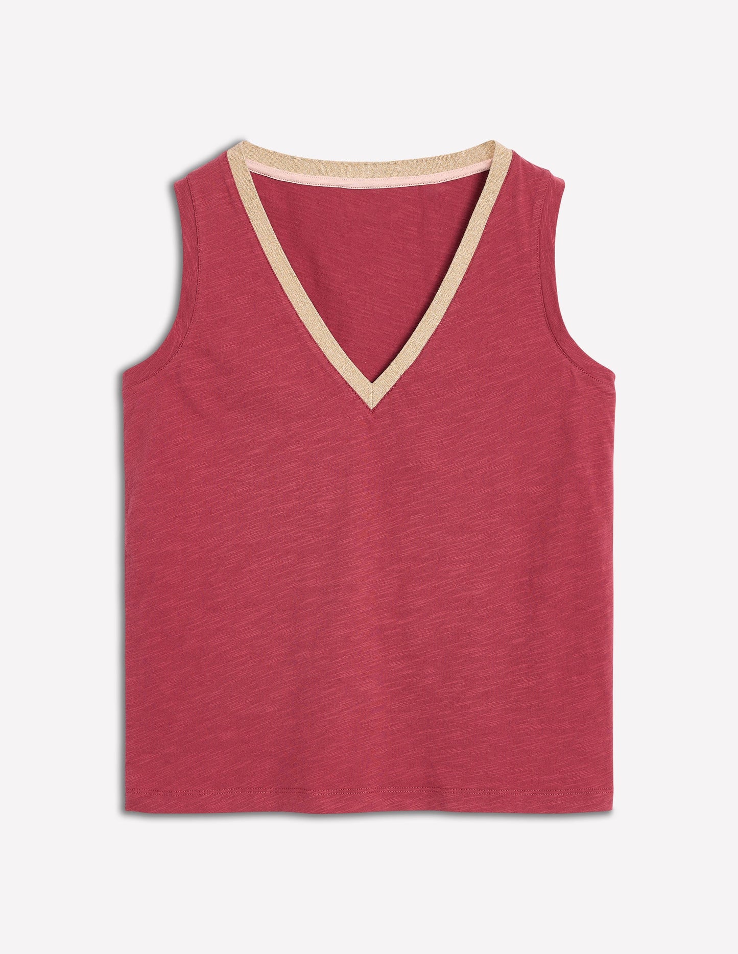 Top mit Metallic-Besatz und V-Ausschnitt-Terrakotta-Rot