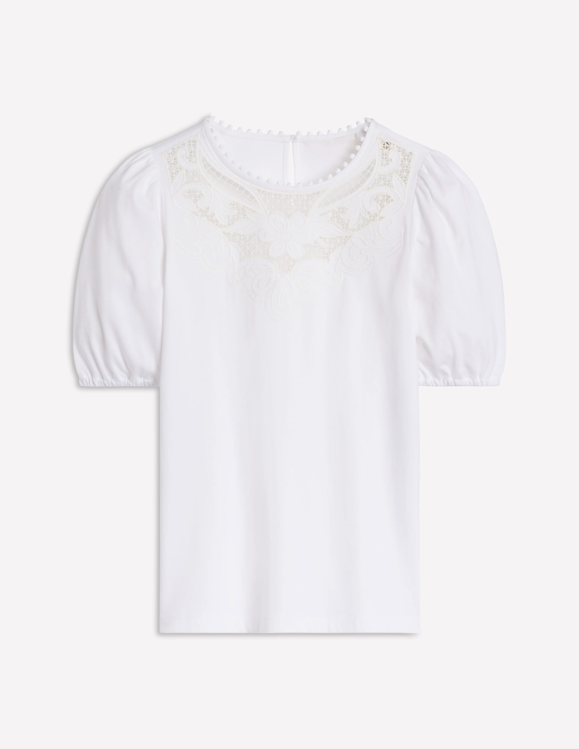 T-shirt ajouré à manches bouffantes-Blanc - Image 6