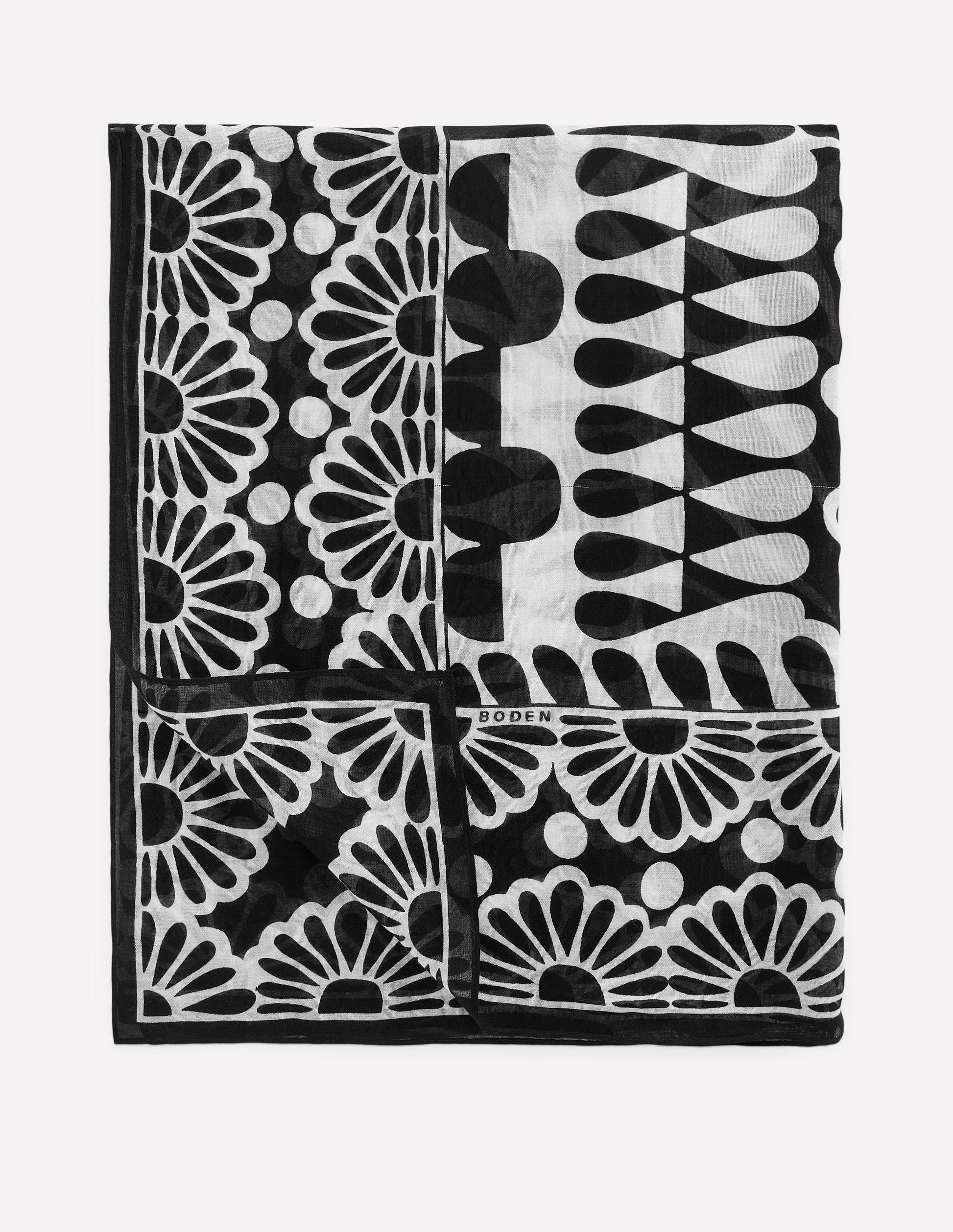 Sarong-Schal mit Muster-Schwarz, Geo-Stempel-2