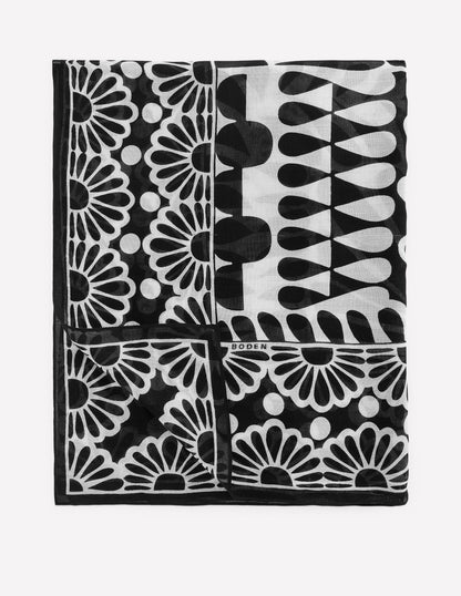 Sarong-Schal mit Muster-Schwarz, Geo-Stempel-2