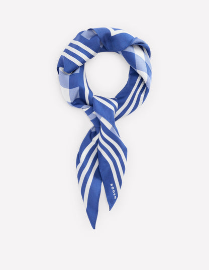 Foulard carré en soie-Bleu vif, vichy