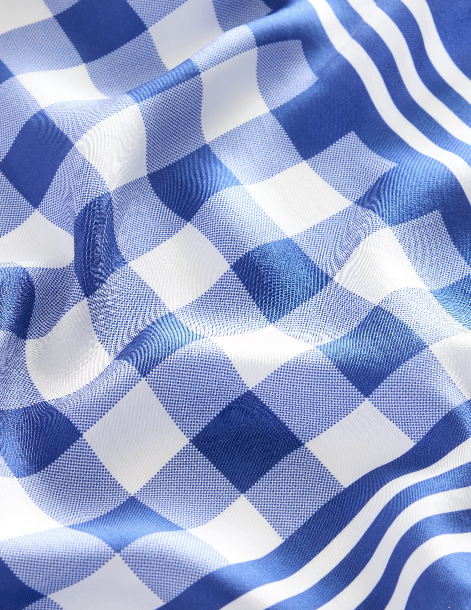 Foulard carré Elisabeth en soie-Bleu vif, vichy - Image 3