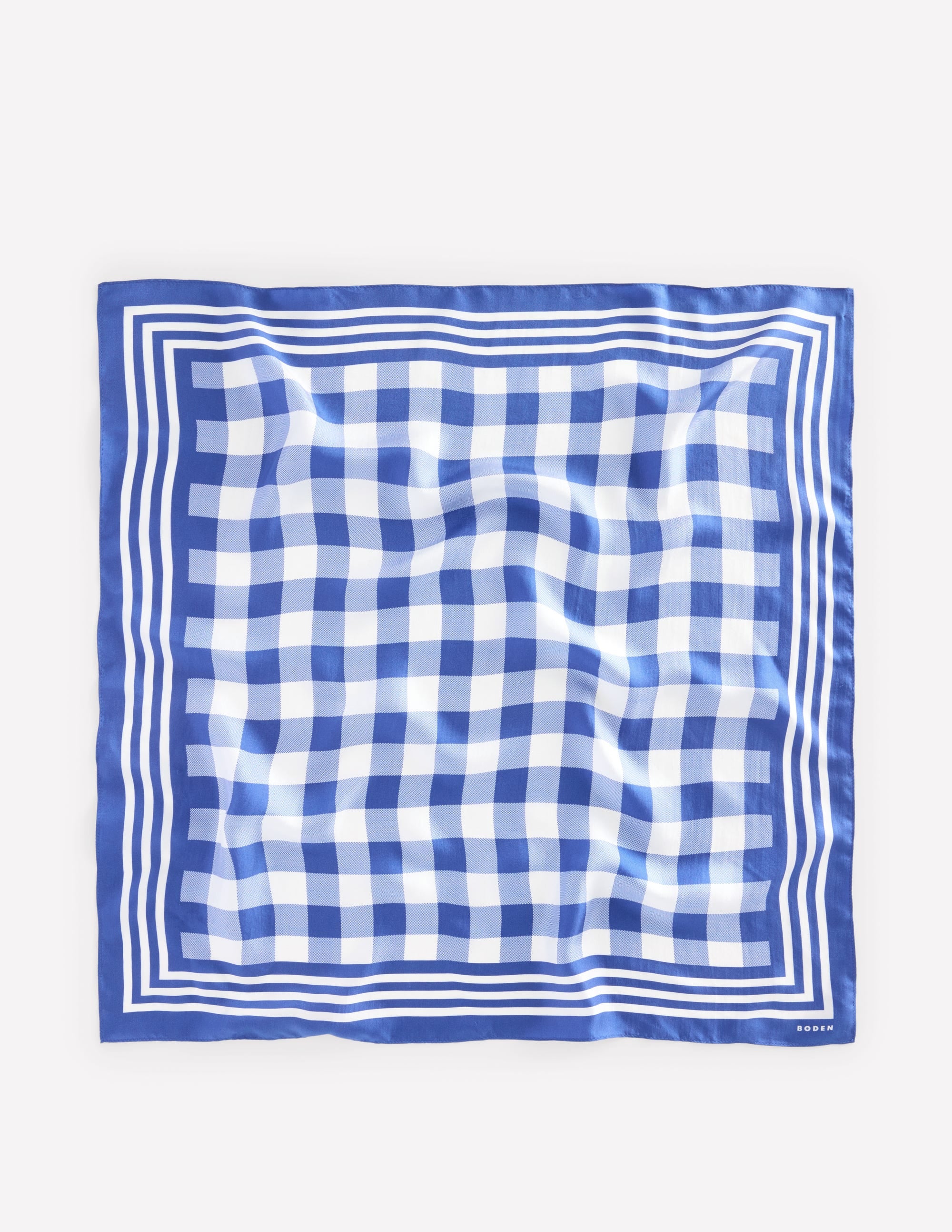 Foulard carré Elisabeth en soie-Bleu vif, vichy - Image 4