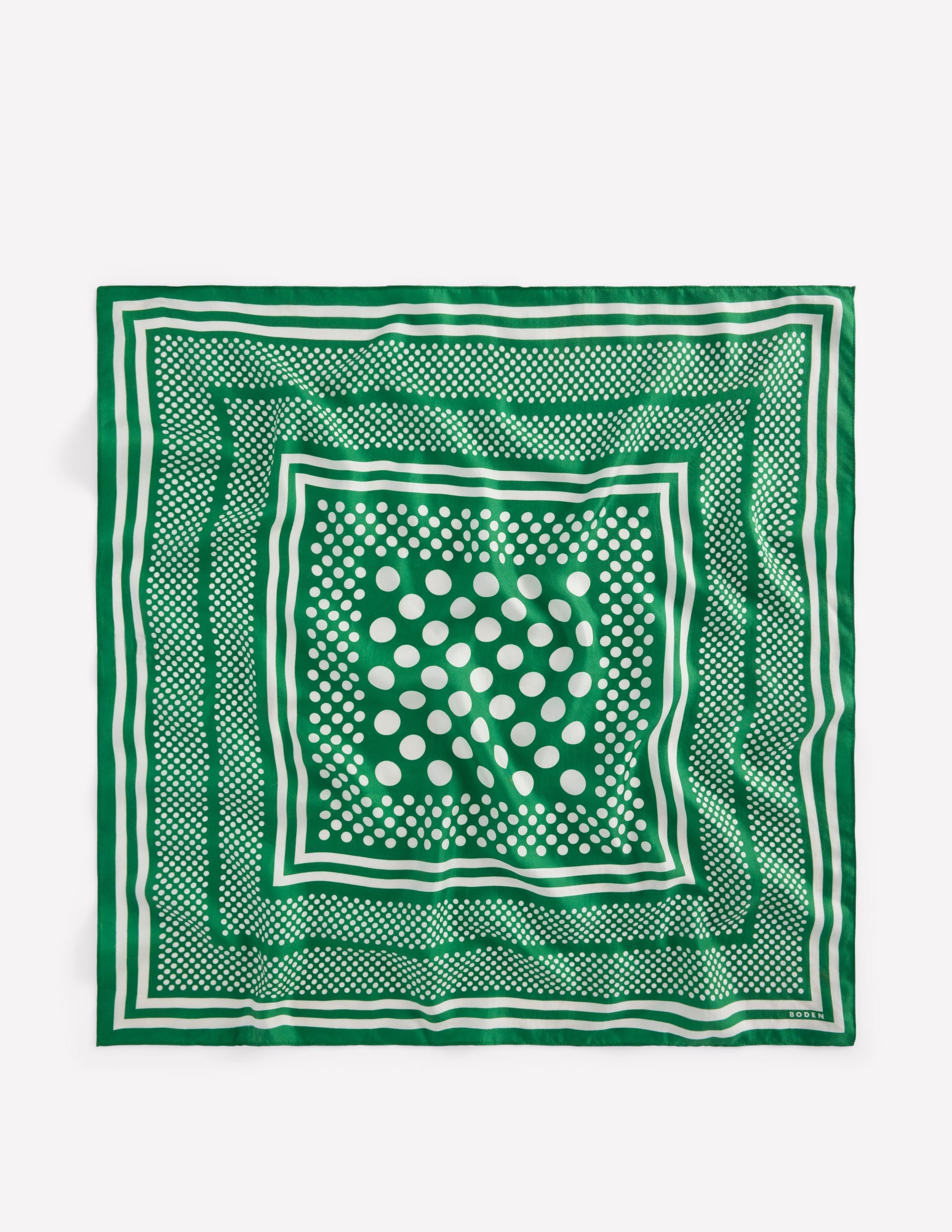 Foulard carré Elisabeth en soie-Émeraude profond, motif Border Spot - Image 5
