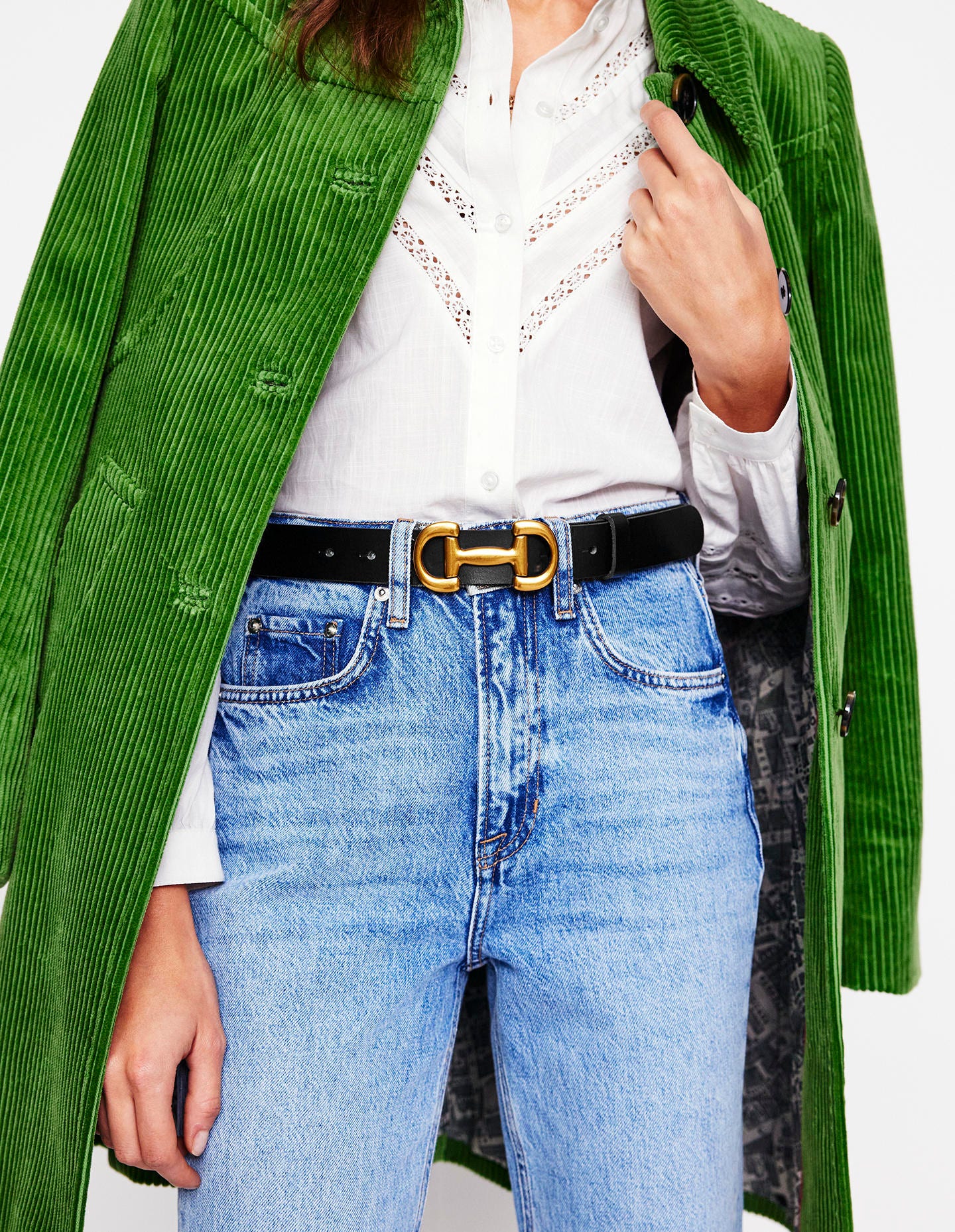 Iris Snaffle-Trim Leather Belt-Black-1