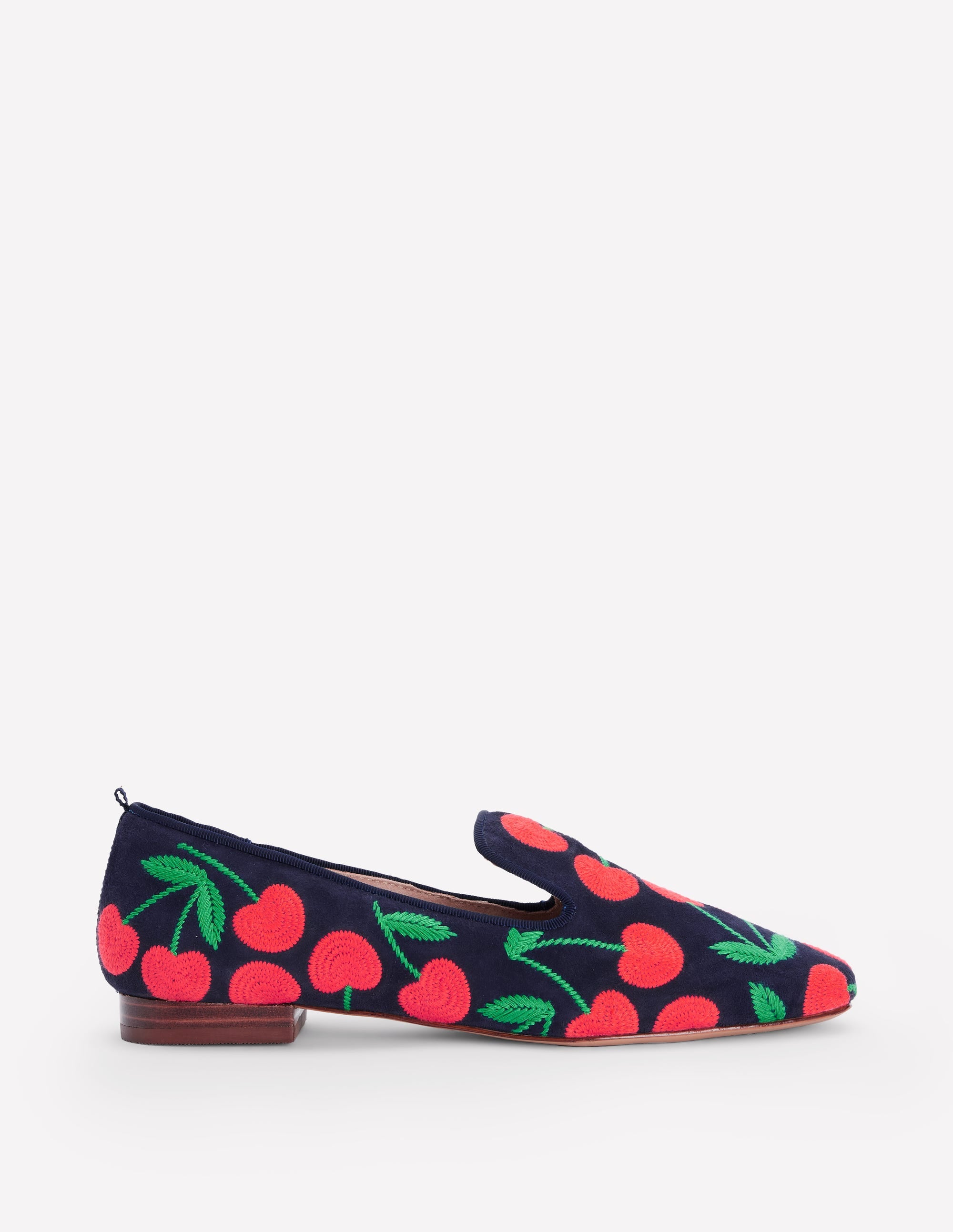 Slipper Cut Loafers-Navy Cherries - Image 1