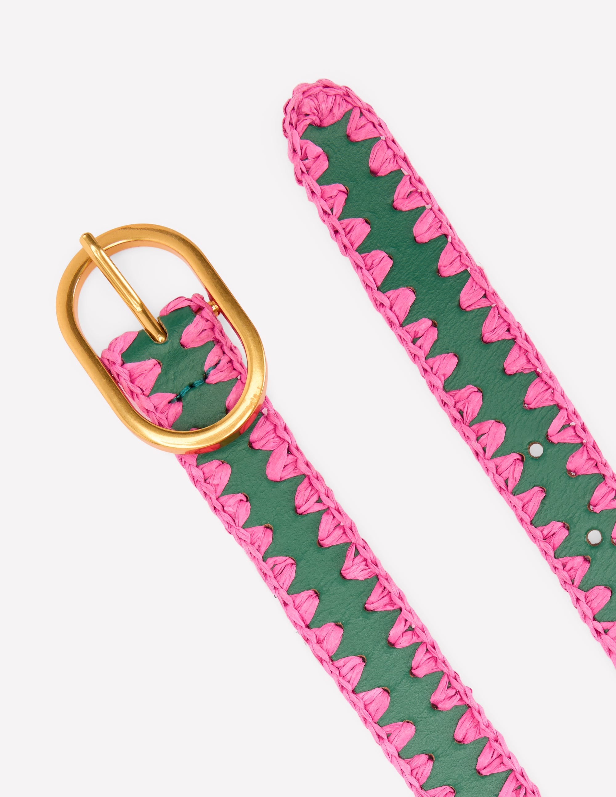 Ceinture intemporelle au point roulé-Vert/rose sorbet - Image 3