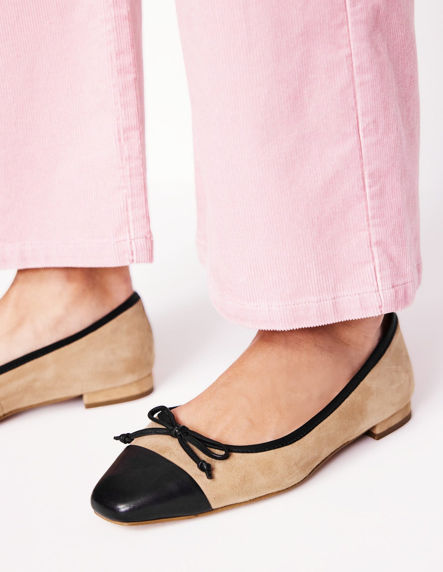 Toe Cap Ballet Flat-Macchiato Suede