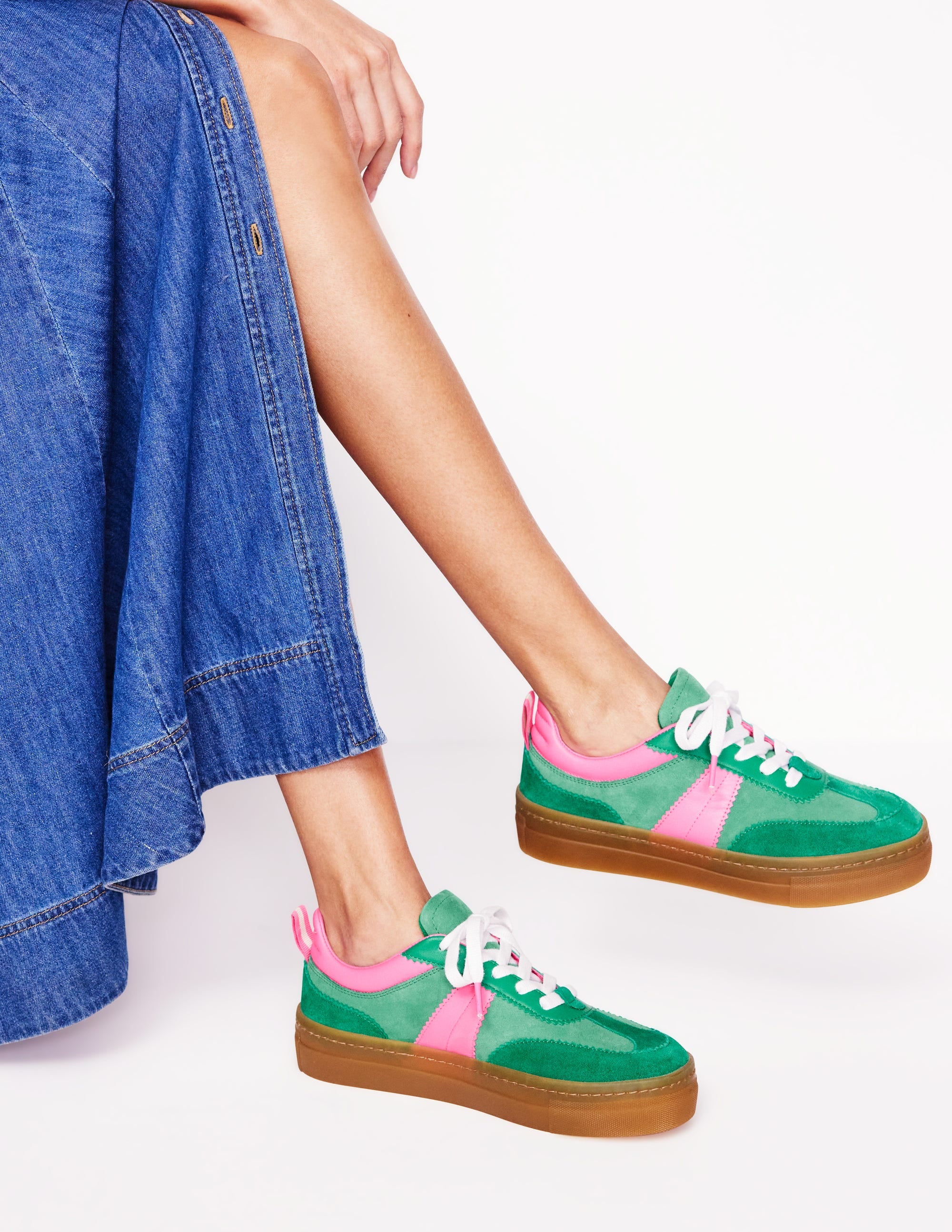 Erin Plateau-Tennisschuhe-Sattes Smaragdgrün/Festivalrosa - Image 2